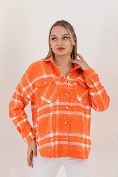 Polologin Butik قميص الحطاب منقوشة برتقالية