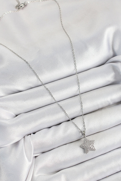 Clariss 316L Steel Zircon Stone Star Model Silver Color Women's Necklace