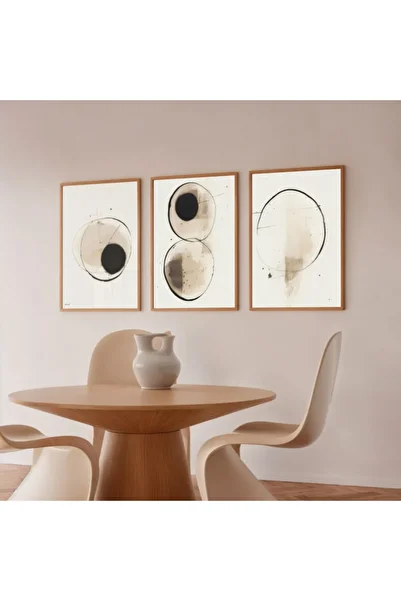 ZERF Three-piece canvas paintings - geometric and abstract design - each piece is 40 x 60 cm