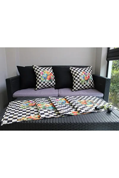 shopshop Digital Print Ethnic Patterned Modern Decorative 4-Piece Throw Pillow Cover and Runner Set