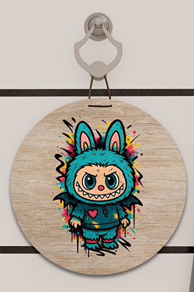Dormot Digital Printing Open Wooden, Standard, Colorful Labubu Themed, Door Ornament, Wall Ornament