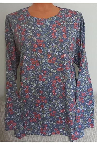 Anne Er Clothing Paper Print Combed Cotton Blouse Buttoned Print Long-Sleeve