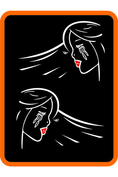 EYBA STİCKER مجموعة ملصقات سيارات تجارية لامرأة تبكي يمين ويسار قطعتين مقاس 30 × 20 سم باللون الأبيض