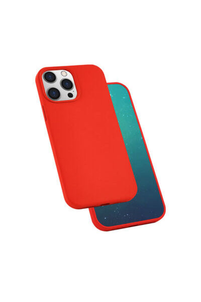 Paladyum Case iPhone 13 Pro Max Compatible Velvet Premium Silky Red Silicone Cover