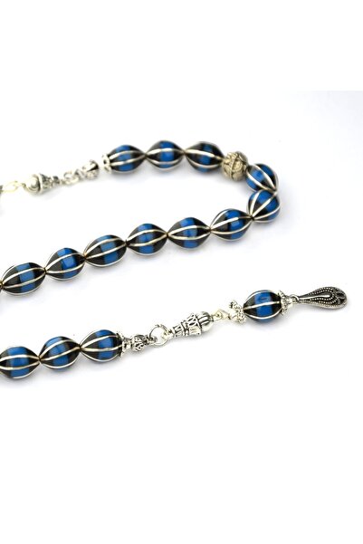 BlackCraft Galalith ve Oltu Taşı Arpa Kesim Karpuz Dilim Gümüş İşleme Zaza Tespih