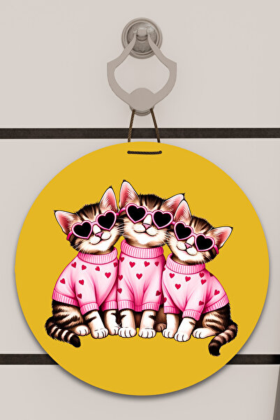 Dormot Imprimare digitală galbenă, standard, cu tema pisici roz, ornament pen...