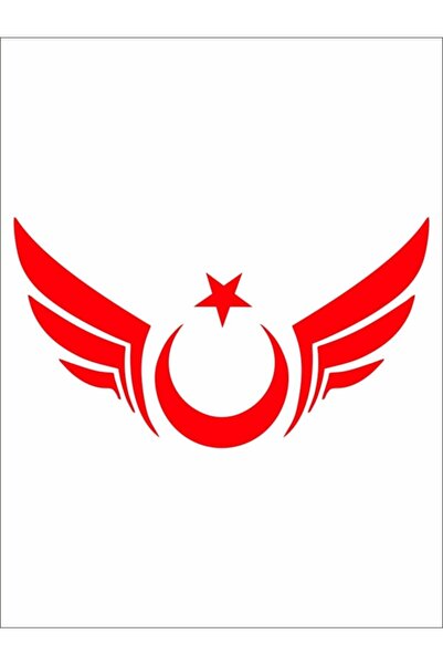 EYBA STİCKER Winged Turkish Flag Red Sticker Adhesive Foil Automobile Sticker
