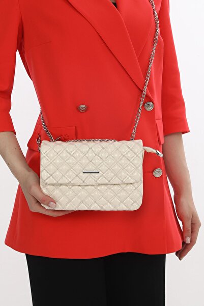 H&D COLLECTİON Quilted Shiny Leather Chain Strap Very Stylish Small Shoulder Bag 717