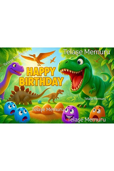 telaşe memuru طباعة رسمية للكيك الصالح للأكل على شكل ديناصور - ورق صالح للأكل...