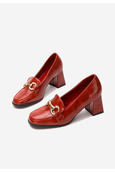 B T Shoes Bordové mokasíny na podpatku Velosa