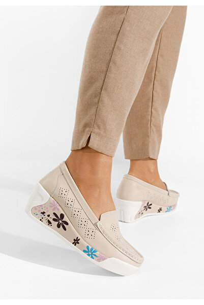 B T Shoes Béžové mokasíny na platformě Havana