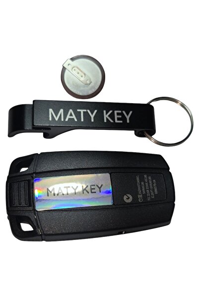 OEM BMW E90/E91 Key Shell (3 Series) with PANASONIC VL2020 3V Battery, Metal Logo and MATY KEY Keychain