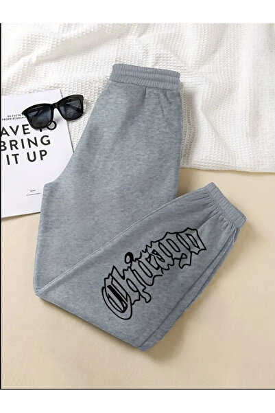 Baxia Girl-Boy Chicago Printed Black Gray Color Standard Fit Jogger Sweatpant...