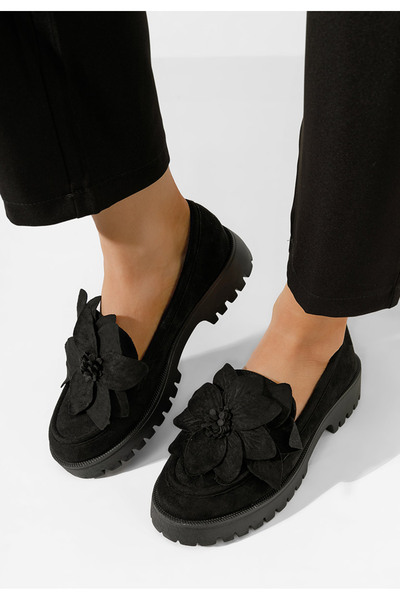 B T Shoes Camelea V2 black thick-soled loafers
