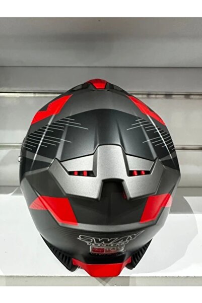 Sway Kask SW-865 St Titanyum/red/black Güneş Gözlüklü