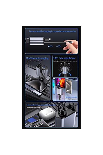 OEM Încărcător auto retractabil rapid 4 în 1, PowerSlide Elite