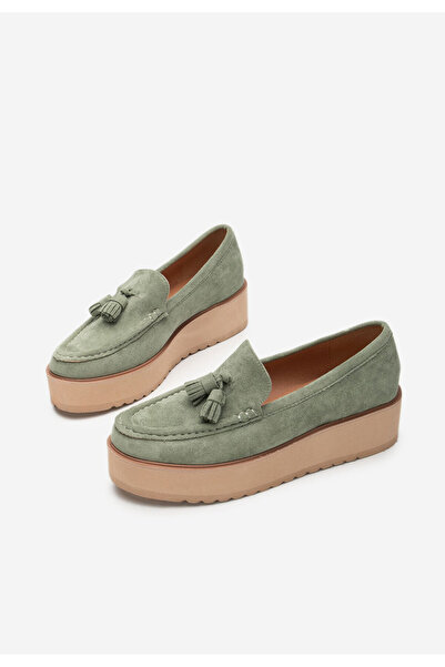 B T Shoes Zelené mokasíny na platformě Leondra V7