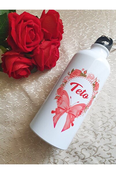 Alaa Butik Online Kişiye Özel Baskılı Su Matarası 700 ml – İsimli Alüminyum Spor Termos Karabinalı Hediye