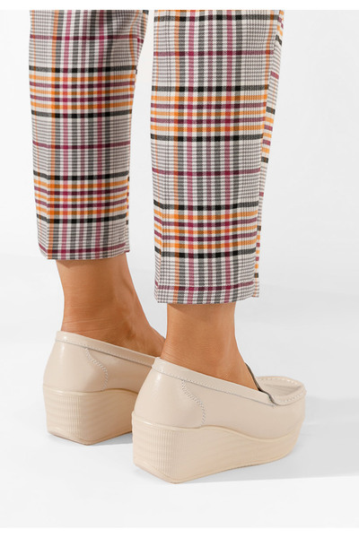 B T Shoes Béžové mokasíny na klínku Tangelo