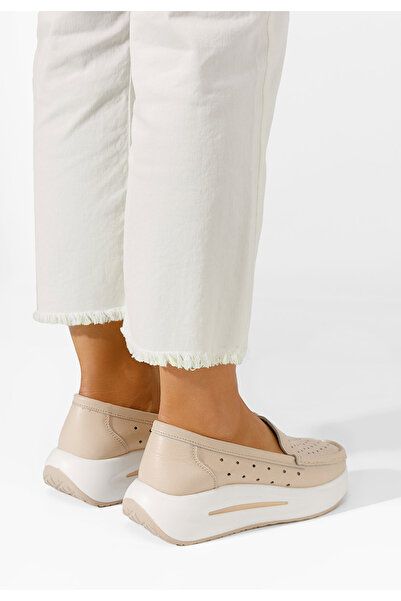 B T Shoes Béžové mokasíny dámské Laurea