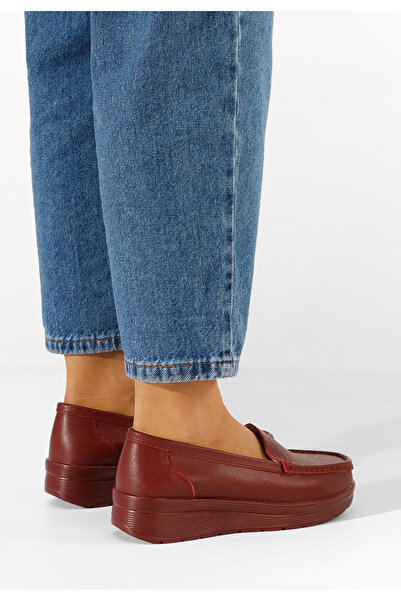 B T Shoes Bordové dámské kožené mokasíny Cíla