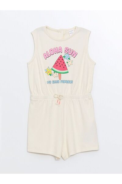 LC Waikiki Lcw Kids Crew Neck Sleeveless Printed Baby Girl Romper