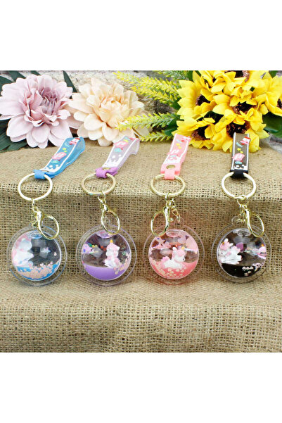 FuryaTedarik سلسلة مفاتيح مستديرة على شكل زجاجة ماء، زينة للحقيبة، زينة للسيارة، سلسلة مفاتيح مستديرة لطيفة