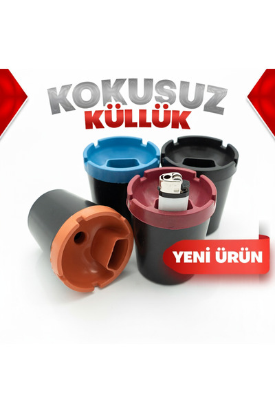 Dr.Dermalok طفاية سجائر بلا رائحة مع ولاعة جيب، 4 قطع، بلاستيكية مستديرة متعد...