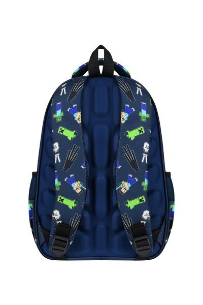 MASTER PACK Minecraft Temalı Ortopedik Sırt Destekli Folyo Beslenmelik ve Kalemlikli İlkokul Çantası Seti