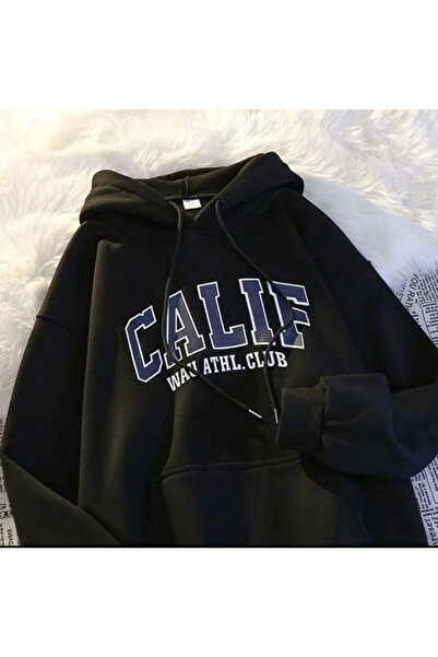 Vestiti Hanorac oversize cu glugă cu imprimeu Calif Club negru unisex