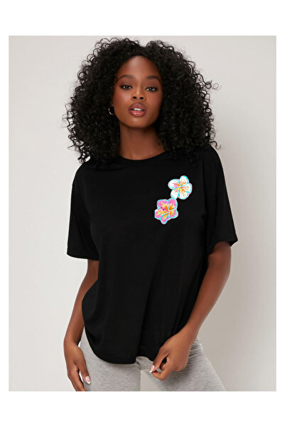 Tubinyoo تي شيرت كبير الحجم مطبوع عليه الكركديه بلونين للجنسين