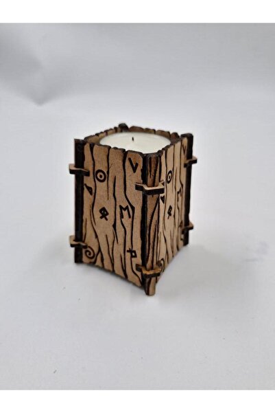 Genel Markalar Ahşap Dekoratif Mumluk Tealight Mum Uyumlu 8 Cm X 6 Xm