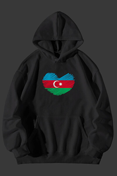 Vestiti Hanorac cu glugă unisex cu buzunare cangur cu inimă Azerbaidjan