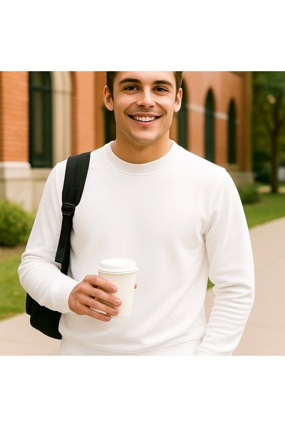 LC Waikiki Urban Basic Oversize Unisex Sweatshirt White