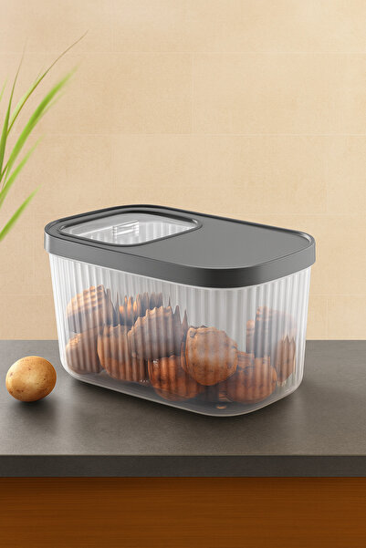 EVONİTA 5 Lt, 7,5 Lt, 10 Lt 9lu set Deterjan Tablet Saklama Çizgili Kutusu Kayar Kapaklı Erzak Bakliyat Kabı