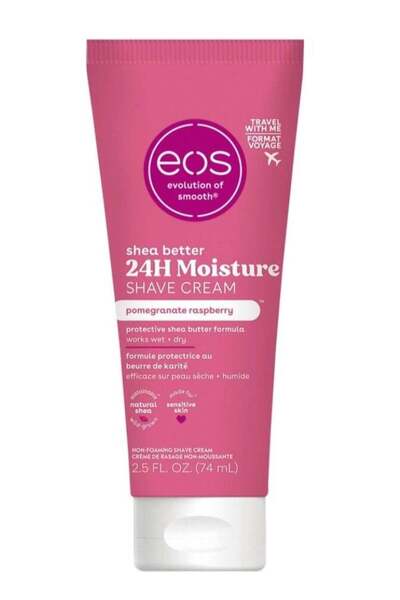 Eos كريم حلاقة مرطب يدوم 24 ساعة بنكهة الرمان والتوت، 7 أونصة (207 مل)