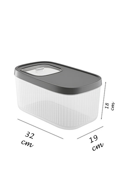 EVONİTA 3'lü 7,5 Litre Deterjan Tablet Saklama Çizgili Kutusu- Kayar Kapaklı Erzak Bakliyat Kabı