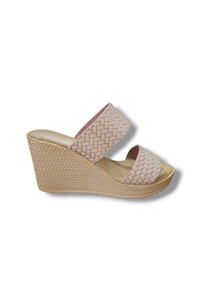 BARONES SHOES Pink Women's Wedge Heeled Genuine Leather Sandals