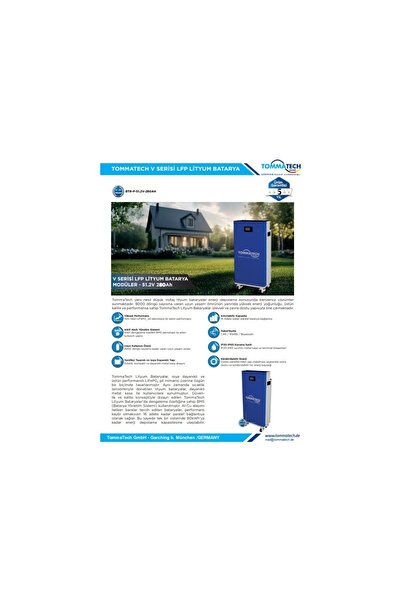 Tommatech Modüler V Serisi 51.2V 280AH Lfp Lityum Batarya