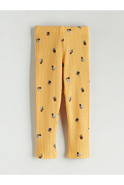 LC Waikiki Beli Lastikli Çiçekli Kız Çocuk Tayt