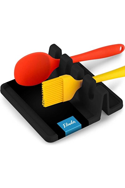 Elindor Σιλικόνης σκεύος κουζίνας, 4 διαμερίσματα, αντιολισθητικό, μαύρο