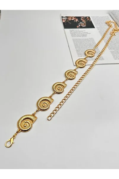 MODAM HİFA Snail Figured Chain Belt Women's Belt Dress Belt Waist Belt Body Belt