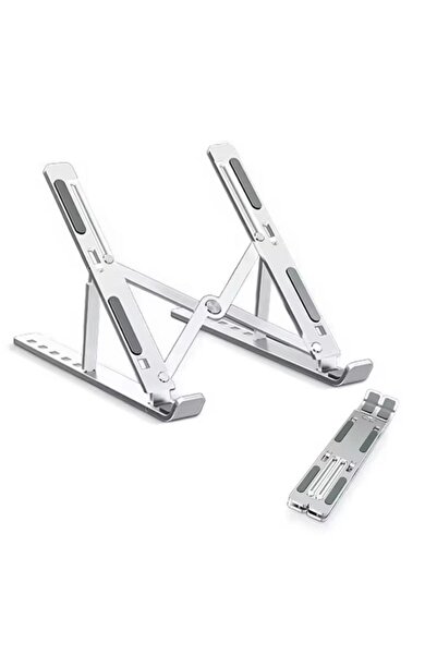 Denx حامل كمبيوتر محمول قابل للطي، مصنوع من سبائك الألومنيوم، صغير الحجم وخفيف الوزن، تصميم قابل للطي لسهولة السفر