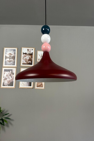 Bamyum Champion Vişne Çürüğü Renkli Boncuk Başlık Tekli Avize Sarkıt Salon Mutfak Lamba Aydınlatma