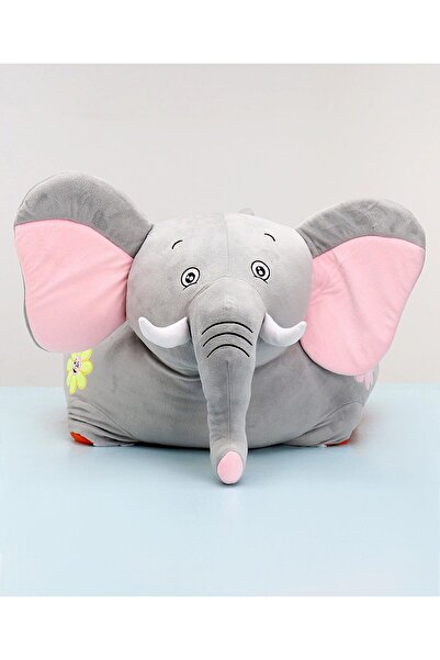 Babyhug Elephant Shaped Soft Velvet Seat for Kids 12M-3Y, Durable, Comfortable - Grey