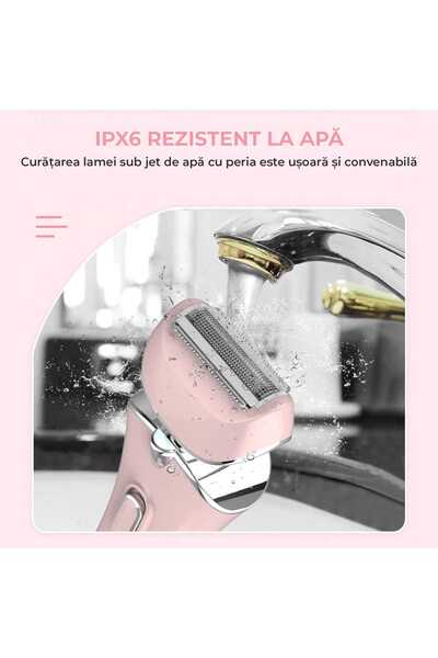 Elindor Wet and dry epilator, 3 types of removable blades, IPX 6, USB rechargeable, Charging station, Pink