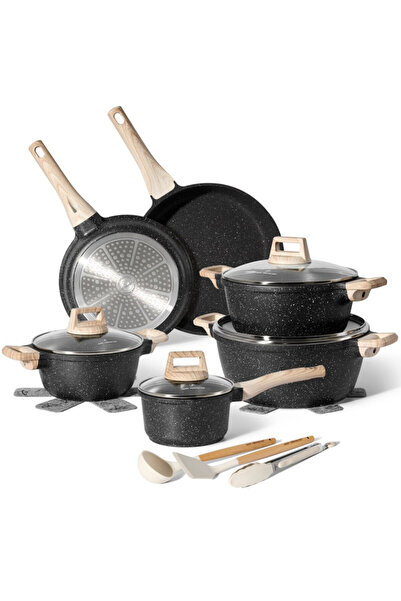 Just Perfecto Set de oale și tigăi JL-27, 15 cm, fontă, finisaj marmurat, ind...