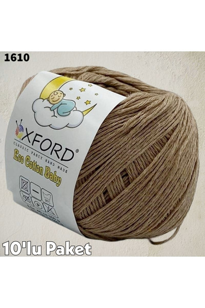 Oxford İplik 10'lu Paket Eco Cotton Baby - Ince Cotton Ip - Tığ Işi - Punch Ipi - 1610 - Bej