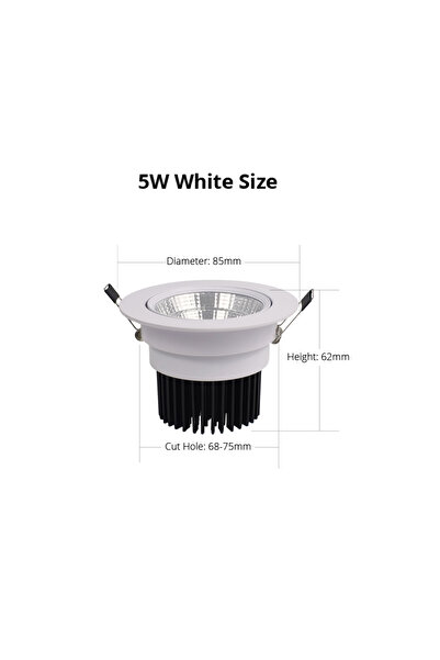 Choice12 Natural White 4000K White 5W Dimmable COB LED Downlight Spot Light 3...
