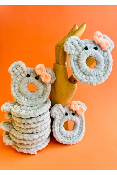 Gra Baby Accessories Gray Teddy Bear Elastic Buckle